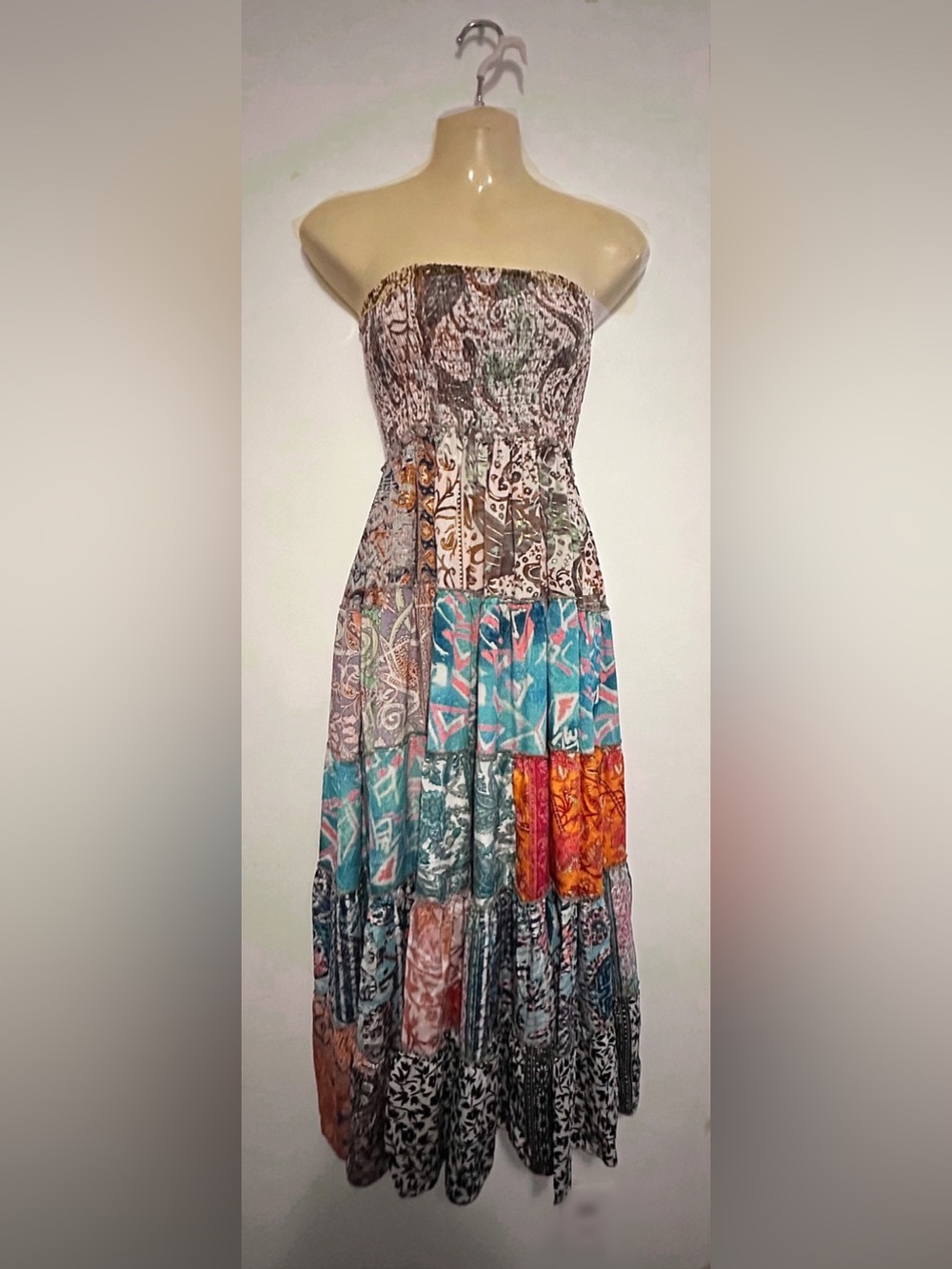 Boho Patchwork Maxi Dress in Multicolor